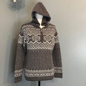 Christopher & Banks Gray and White V-Neck Sweater